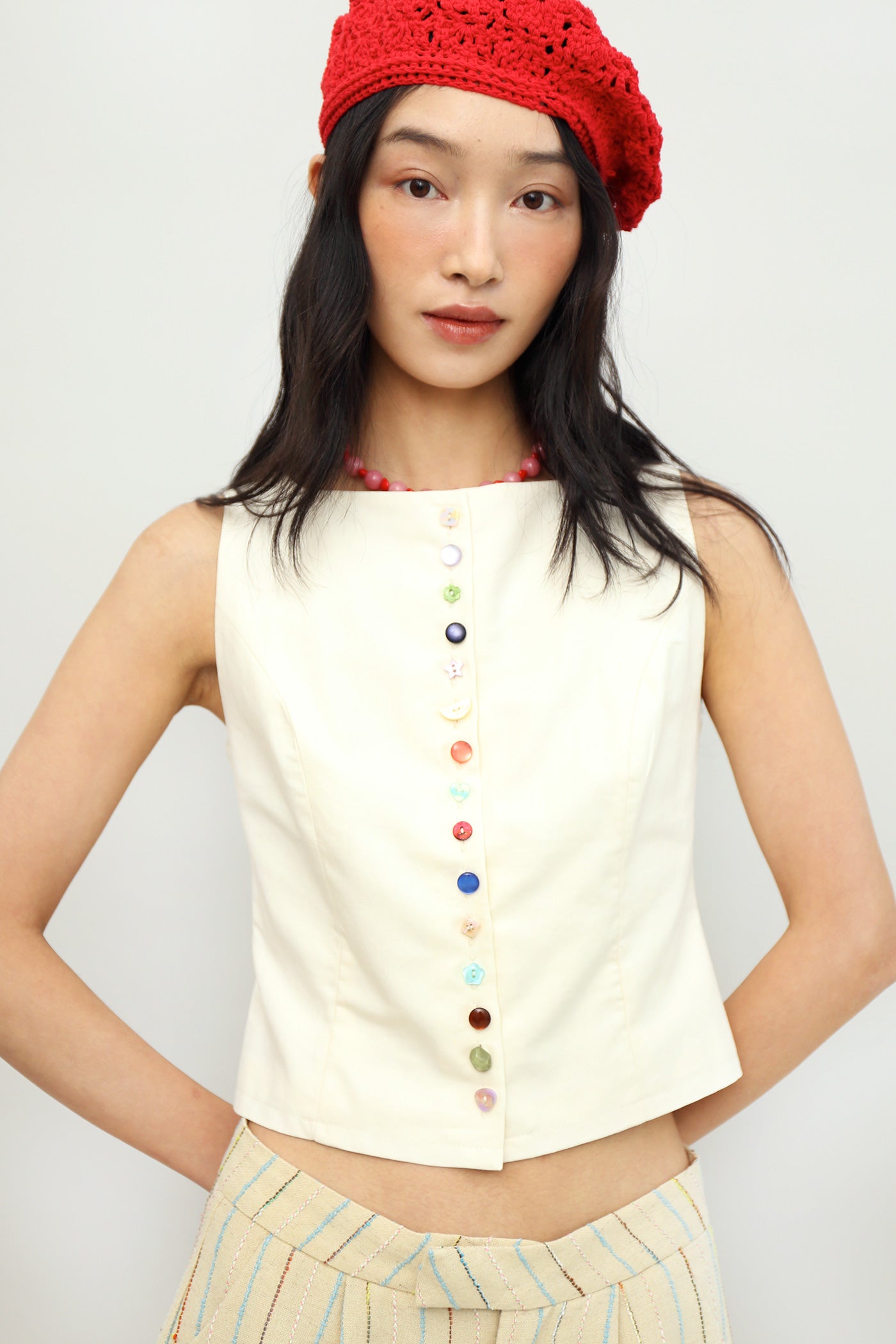 Pandora Button Top in Cream Froth