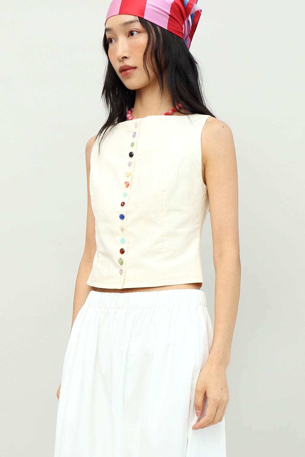 Pandora Button Top in Cream Froth