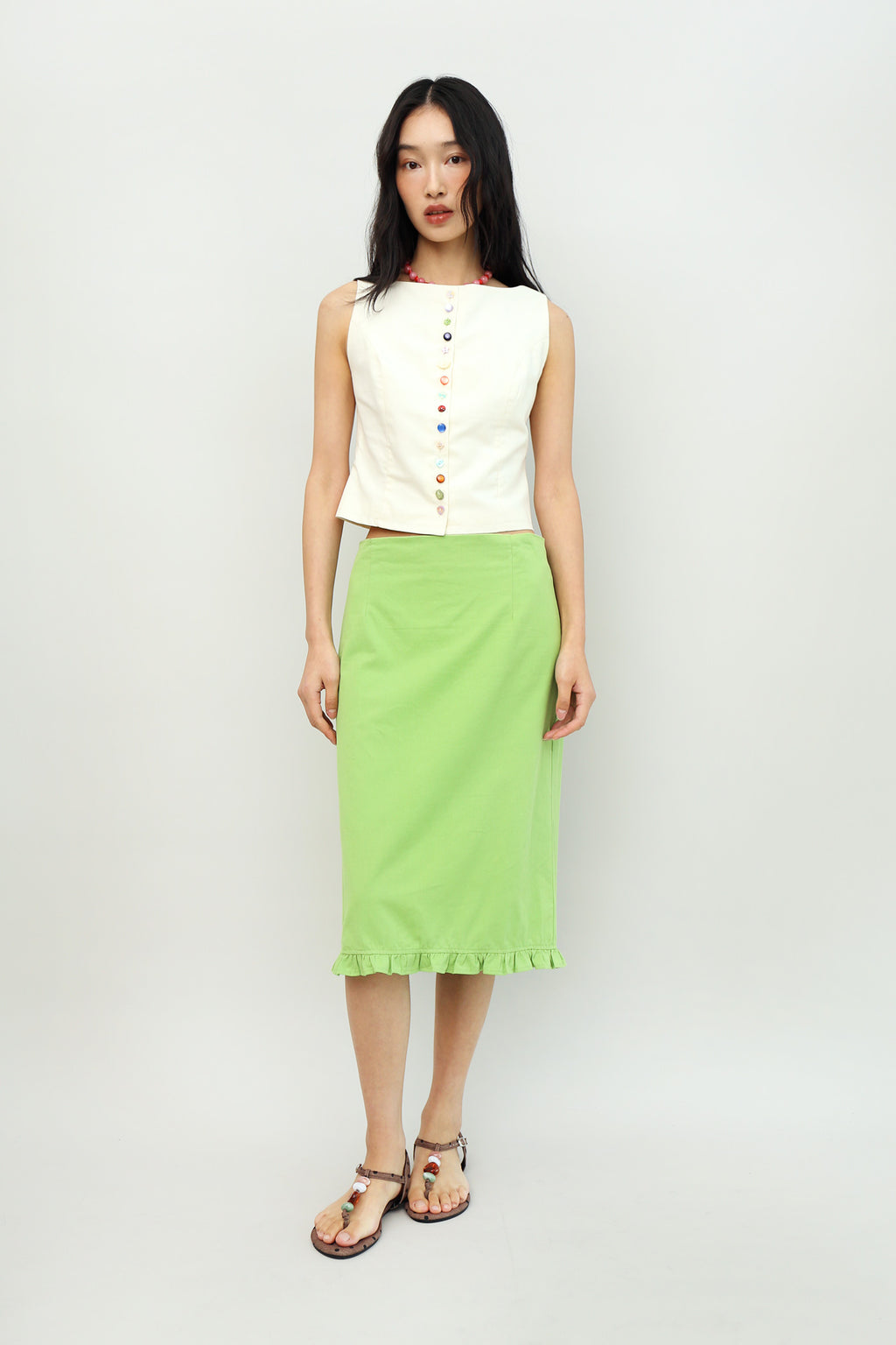 Zeezee Ruffle Skirt in Pistachio