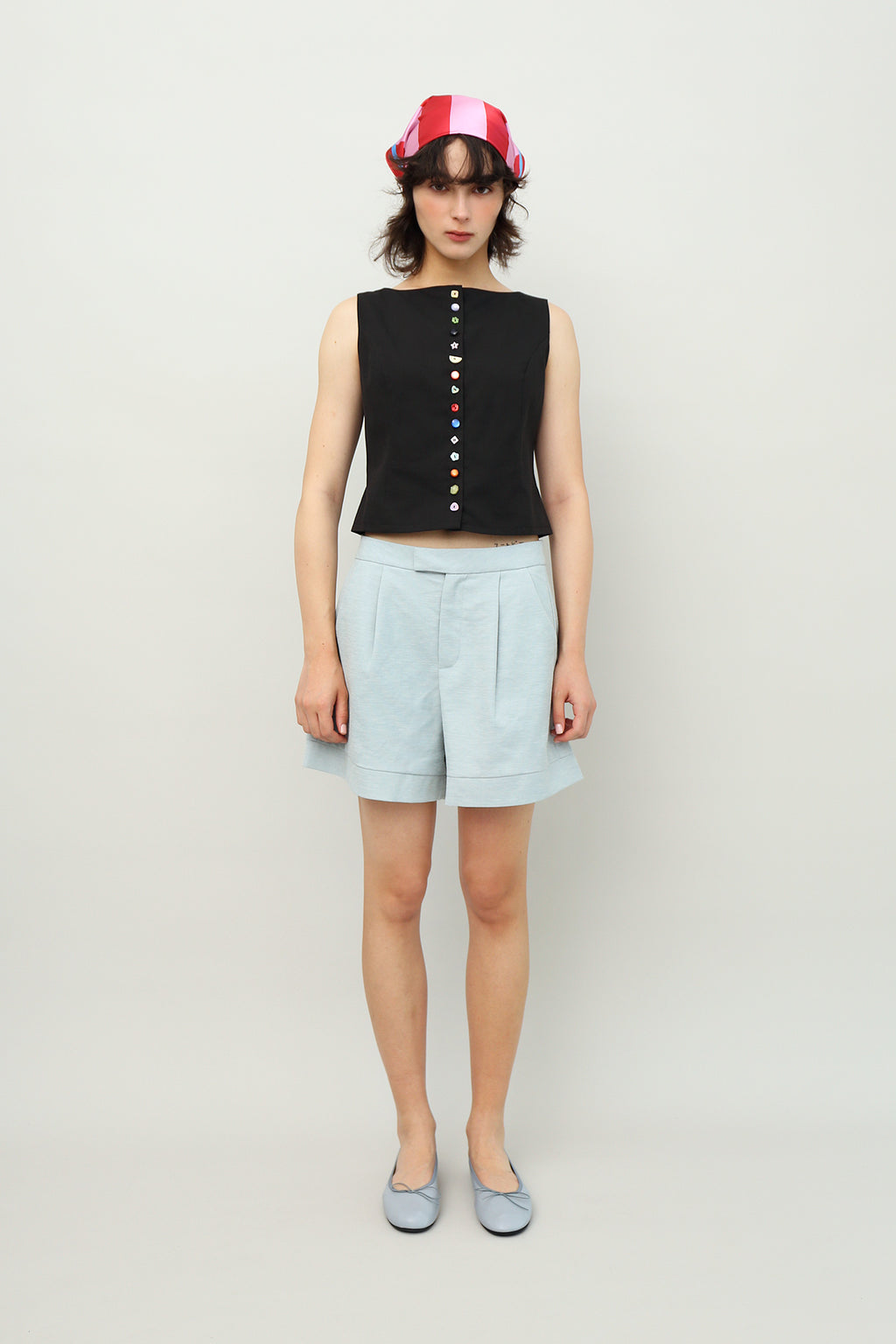 Nifty Folded Hem Shorts in Sky Blue