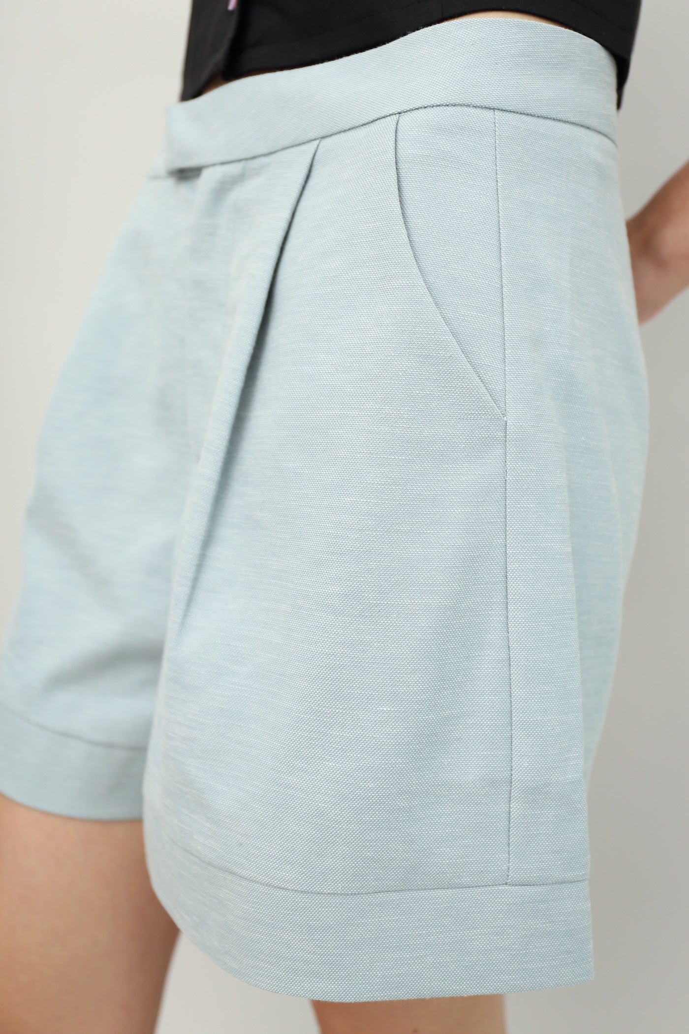 Nifty Folded Hem Shorts in Sky Blue
