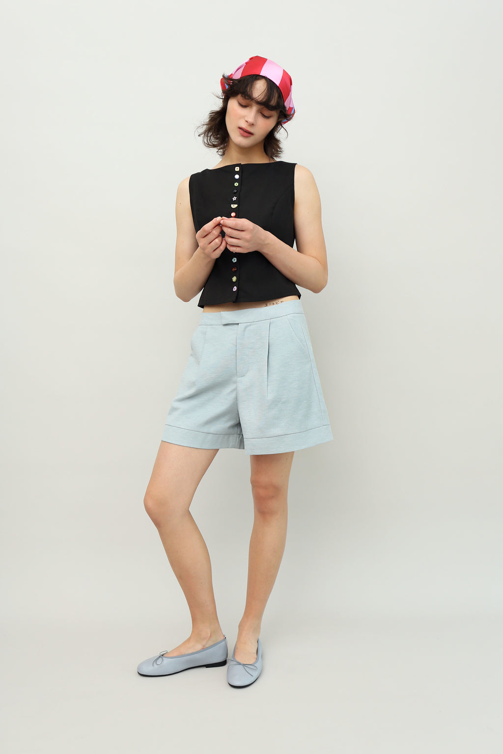 Pandora Button Top in Black Soot