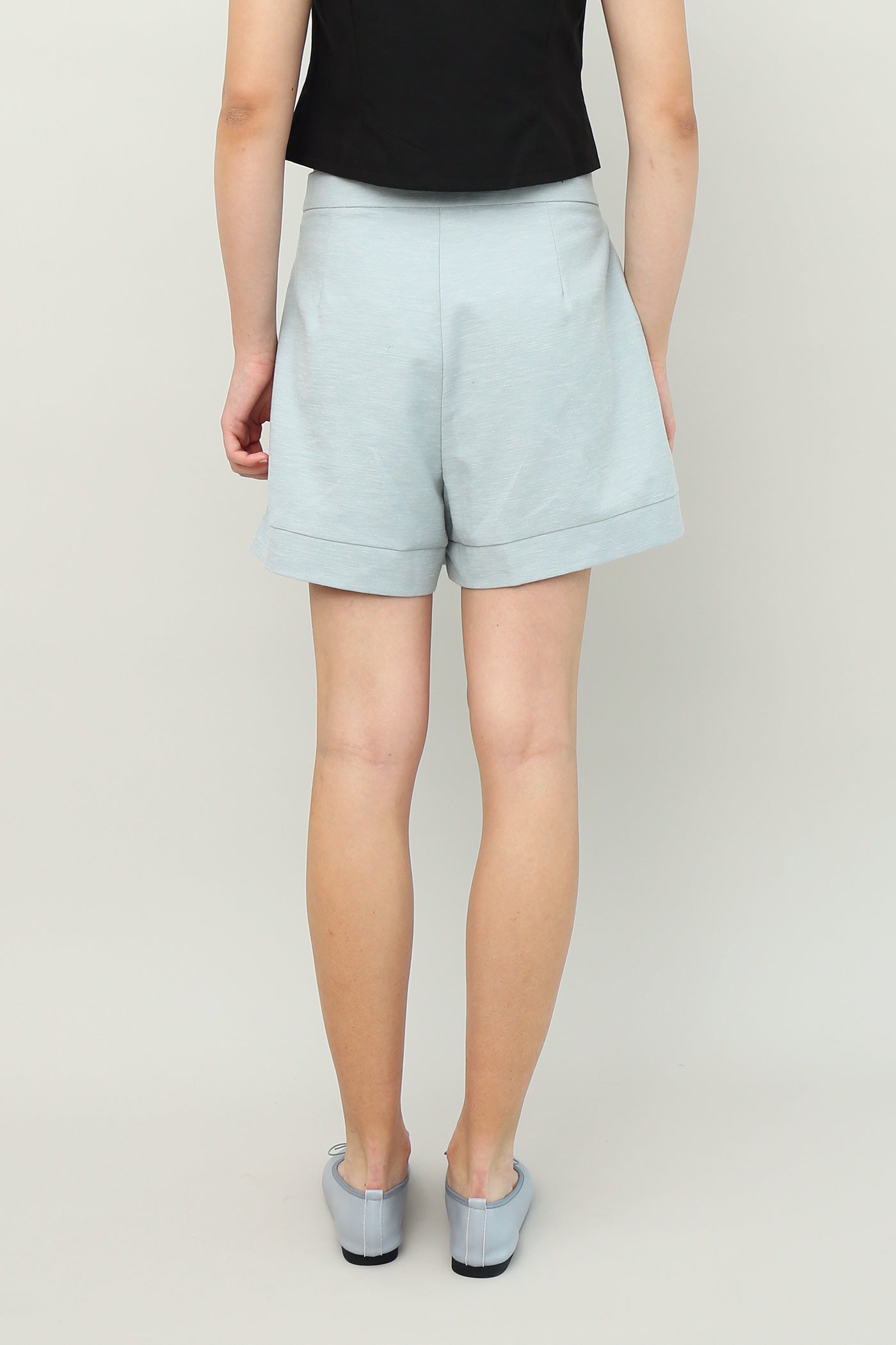 Nifty Folded Hem Shorts in Sky Blue