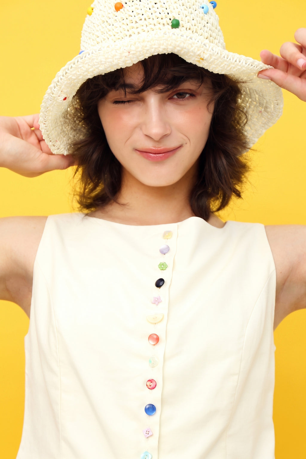 Pandora Button Top in Cream Froth