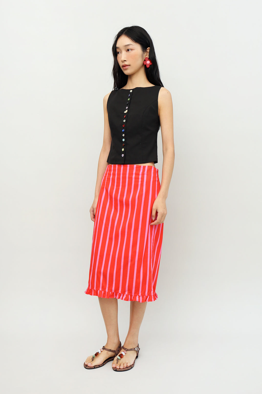 Pandora Button Top in Black Soot