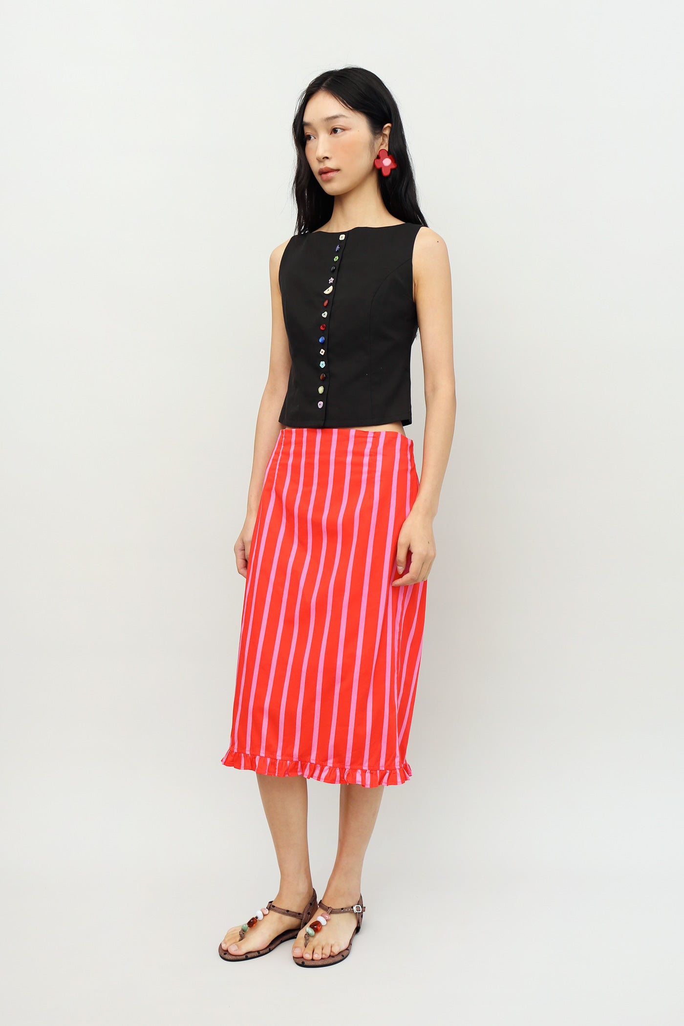 Pandora Button Top in Black Soot