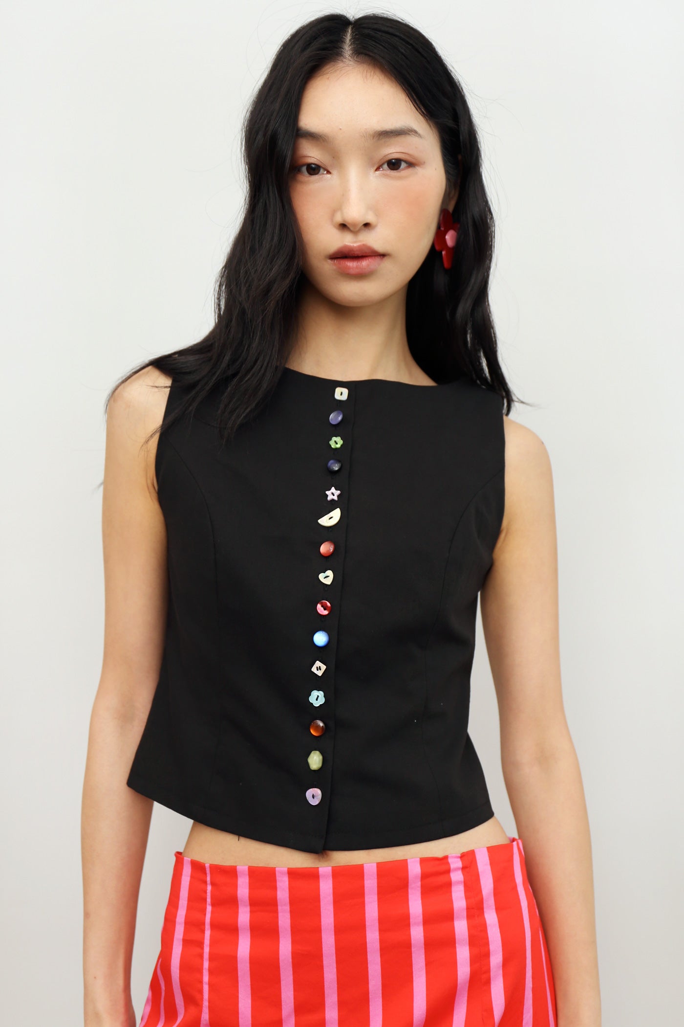 Pandora Button Top in Black Soot