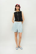 Nifty Folded Hem Shorts in Sky Blue