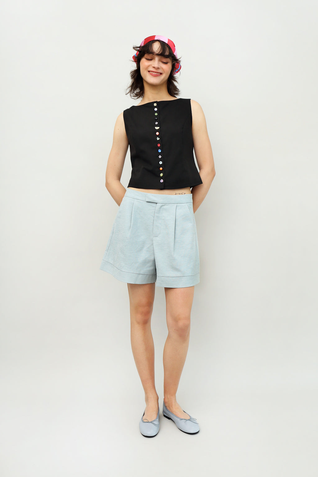 Pandora Button Top in Black Soot