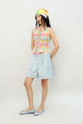 Nifty Folded Hem Shorts in Sky Blue