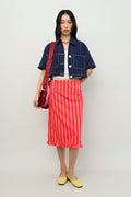 Zeezee Ruffle Skirt in Dragonfruit Stripes
