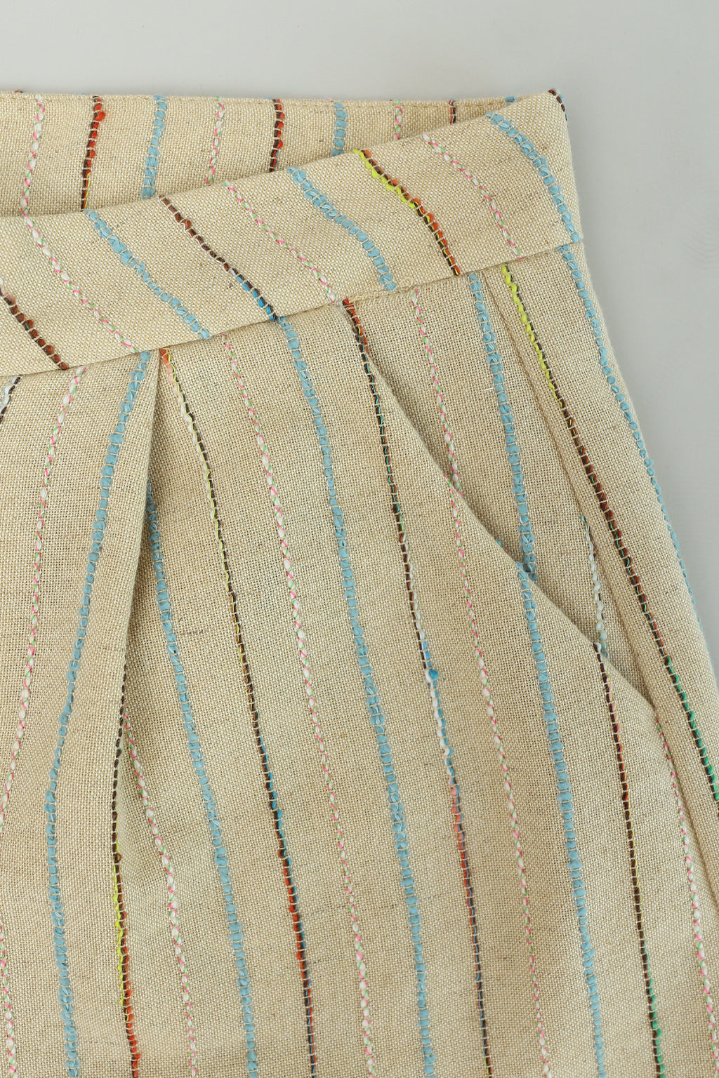 Nifty Folded Hem Shorts in Textured Stripes