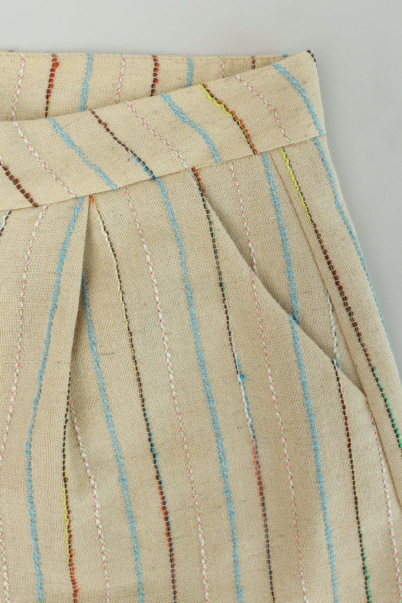 Nifty Folded Hem Shorts in Textured Stripes